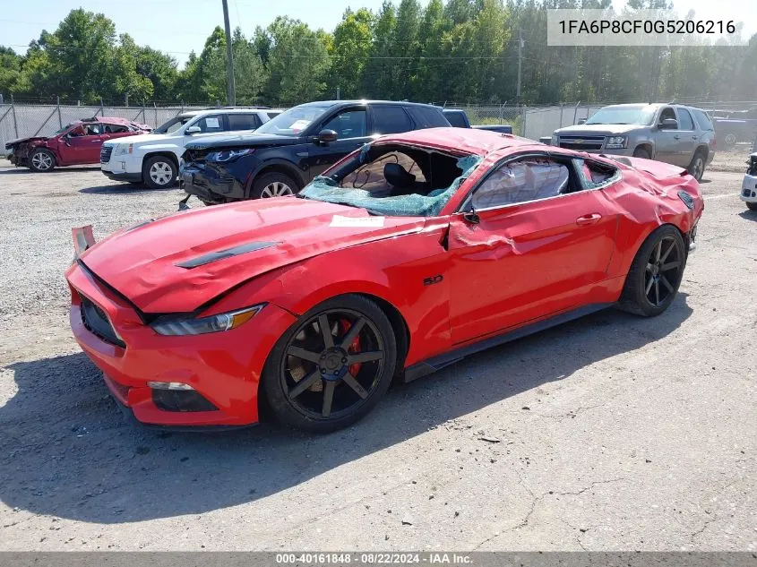 2016 Ford Mustang Gt Premium VIN: 1FA6P8CF0G5206216 Lot: 40161848