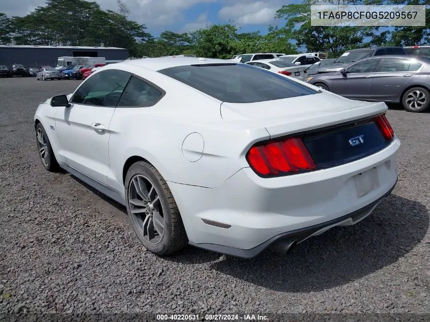 2016 Ford Mustang Gt Premium VIN: 1FA6P8CF0G5209567 Lot: 40220531