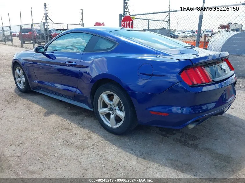 2016 Ford Mustang V6 VIN: 1FA6P8AM6G5226150 Lot: 40245219