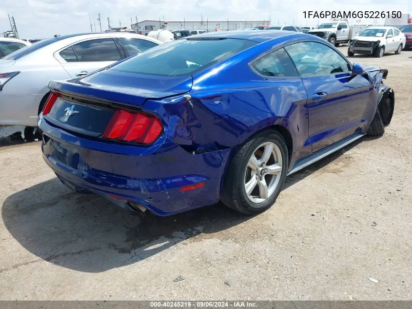 2016 Ford Mustang V6 VIN: 1FA6P8AM6G5226150 Lot: 40245219