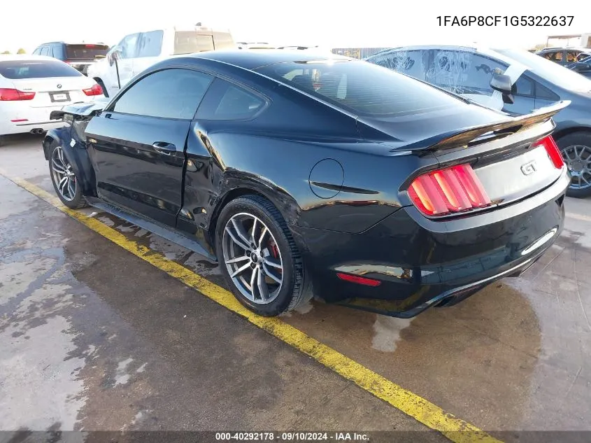 2016 Ford Mustang Gt VIN: 1FA6P8CF1G5322637 Lot: 40292178