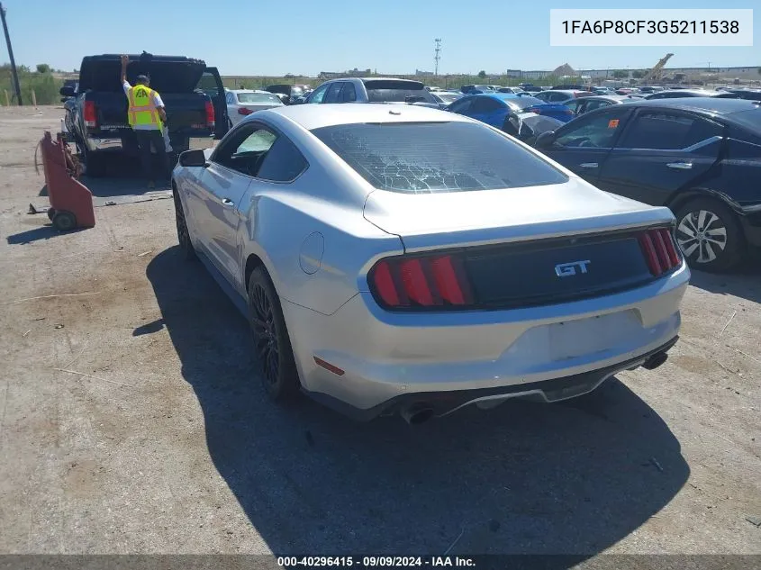 2016 Ford Mustang Gt Premium VIN: 1FA6P8CF3G5211538 Lot: 40296415