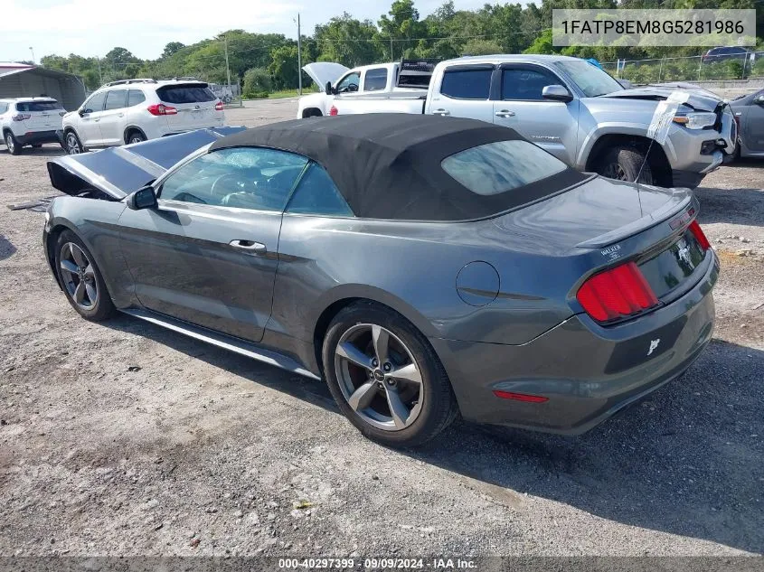 2016 Ford Mustang V6 VIN: 1FATP8EM8G5281986 Lot: 40297399