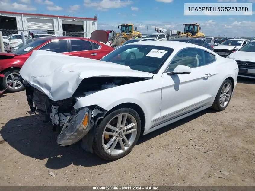 2016 Ford Mustang Ecoboost VIN: 1FA6P8TH5G5251380 Lot: 40320386