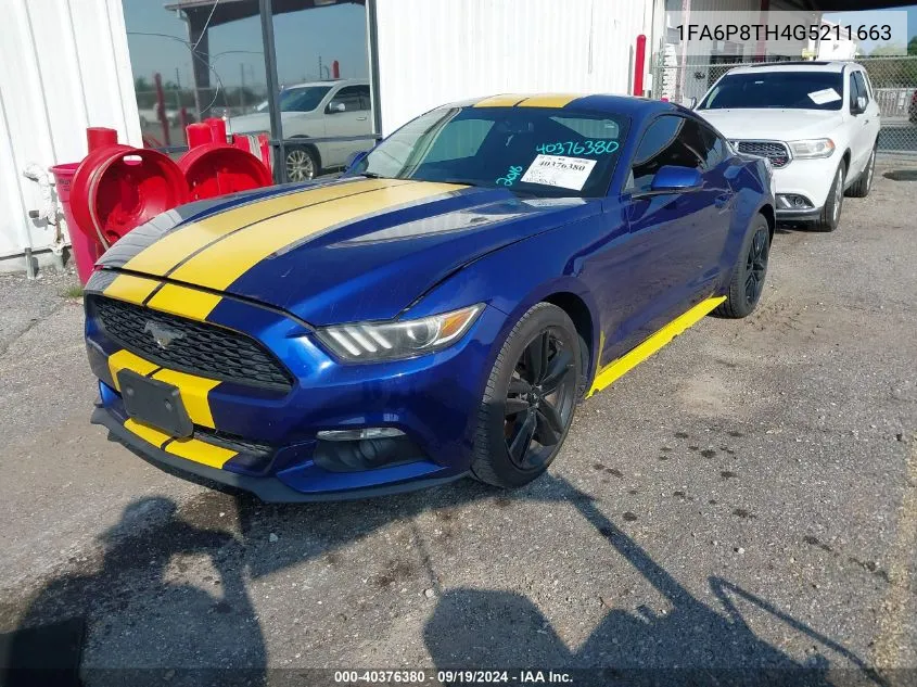 2016 Ford Mustang Ecoboost VIN: 1FA6P8TH4G5211663 Lot: 40376380