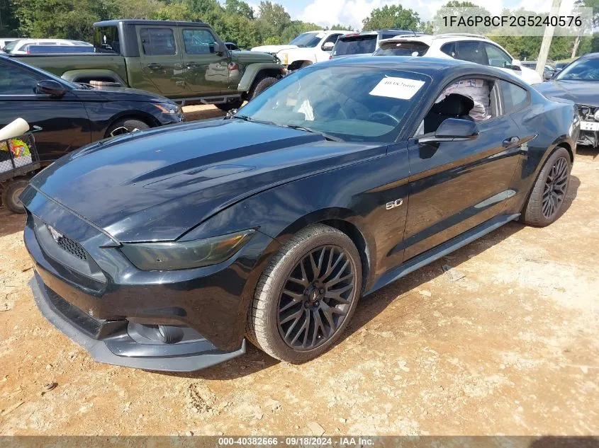 2016 Ford Mustang Gt VIN: 1FA6P8CF2G5240576 Lot: 40382666