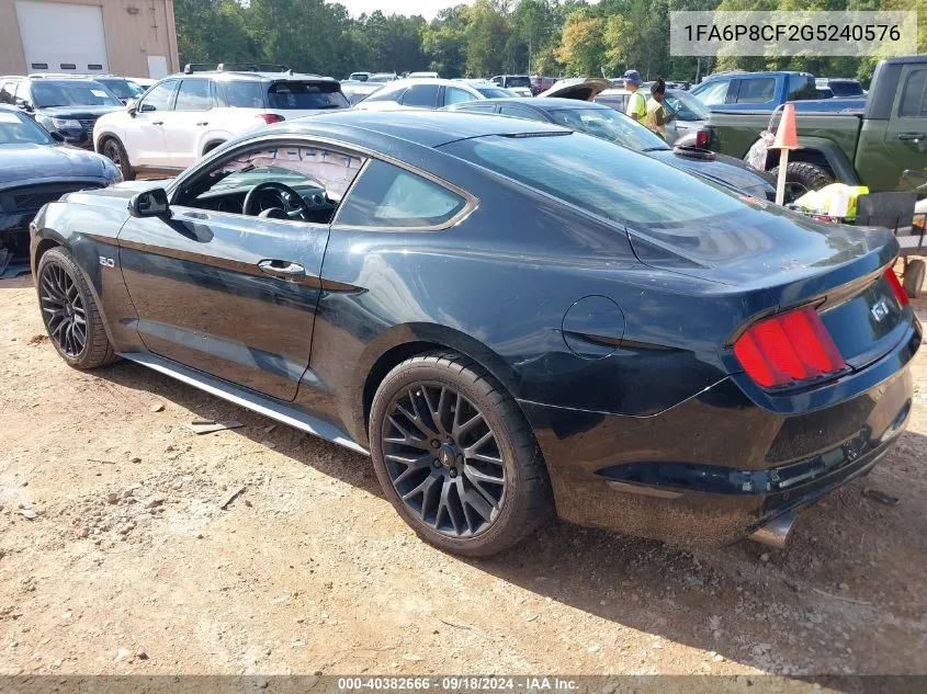 2016 Ford Mustang Gt VIN: 1FA6P8CF2G5240576 Lot: 40382666