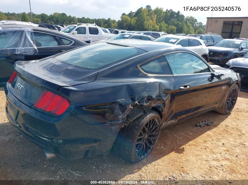 2016 Ford Mustang Gt VIN: 1FA6P8CF2G5240576 Lot: 40382666