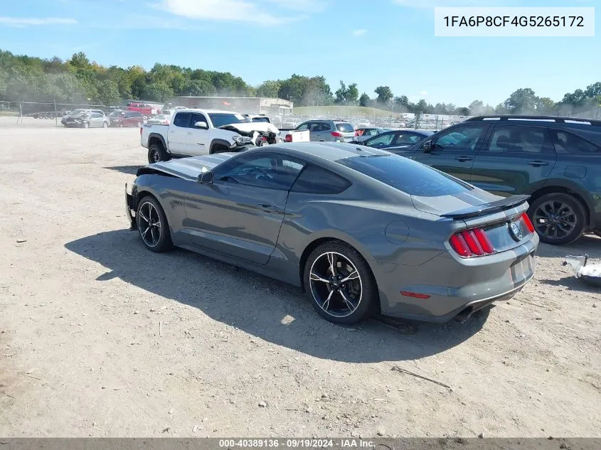 2016 Ford Mustang Gt Premium VIN: 1FA6P8CF4G5265172 Lot: 40389136