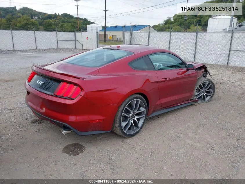 2016 Ford Mustang Gt Premium VIN: 1FA6P8CF3G5251814 Lot: 40411087