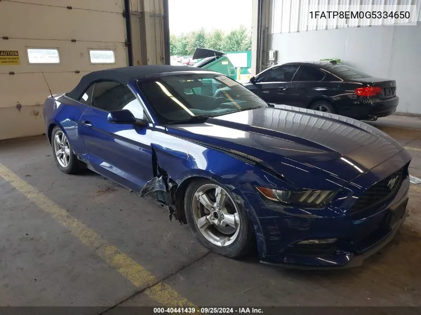 2016 Ford Mustang V6 VIN: 1FATP8EM0G5334650 Lot: 40441439