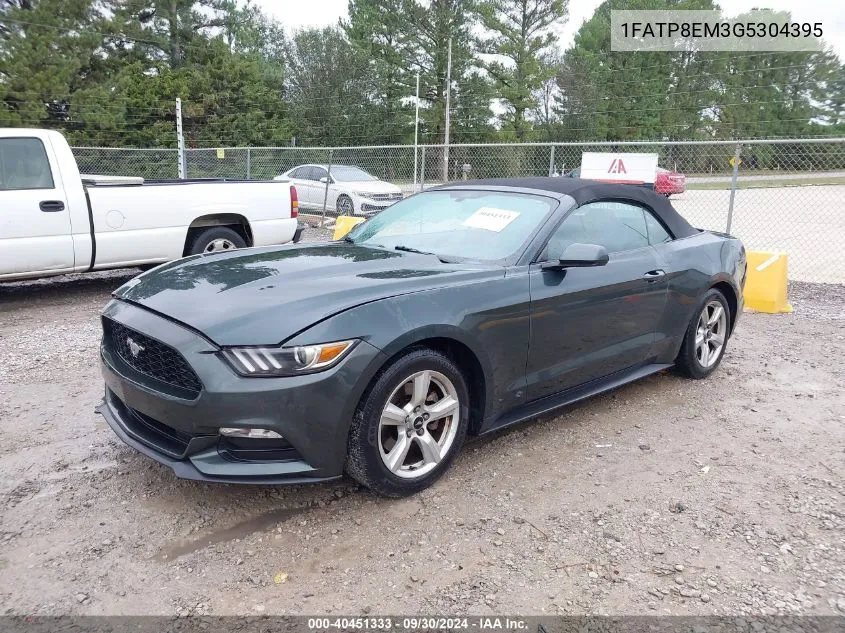 2016 Ford Mustang VIN: 1FATP8EM3G5304395 Lot: 40451333