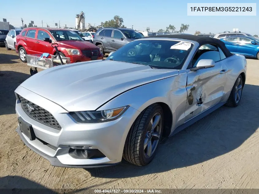 2016 Ford Mustang VIN: 1FATP8EM3G5221243 Lot: 40457527