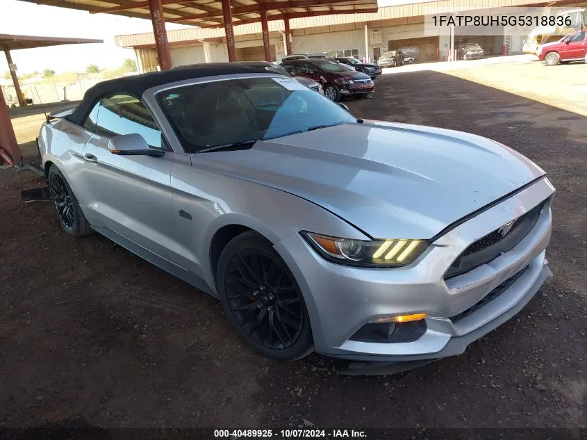 2016 Ford Mustang VIN: 1FATP8UH5G5318836 Lot: 40489925