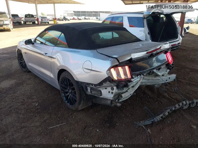 2016 Ford Mustang VIN: 1FATP8UH5G5318836 Lot: 40489925