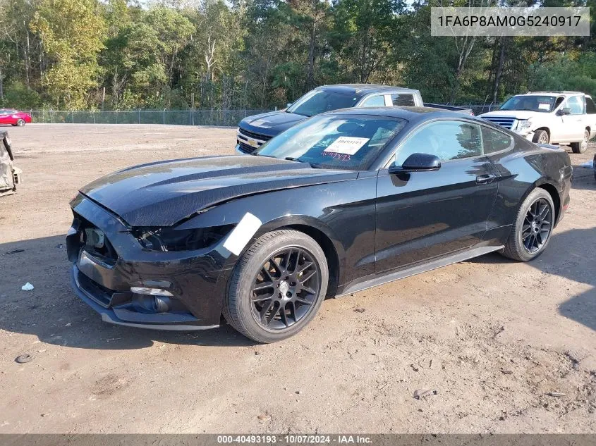 2016 Ford Mustang V6 VIN: 1FA6P8AM0G5240917 Lot: 40493193