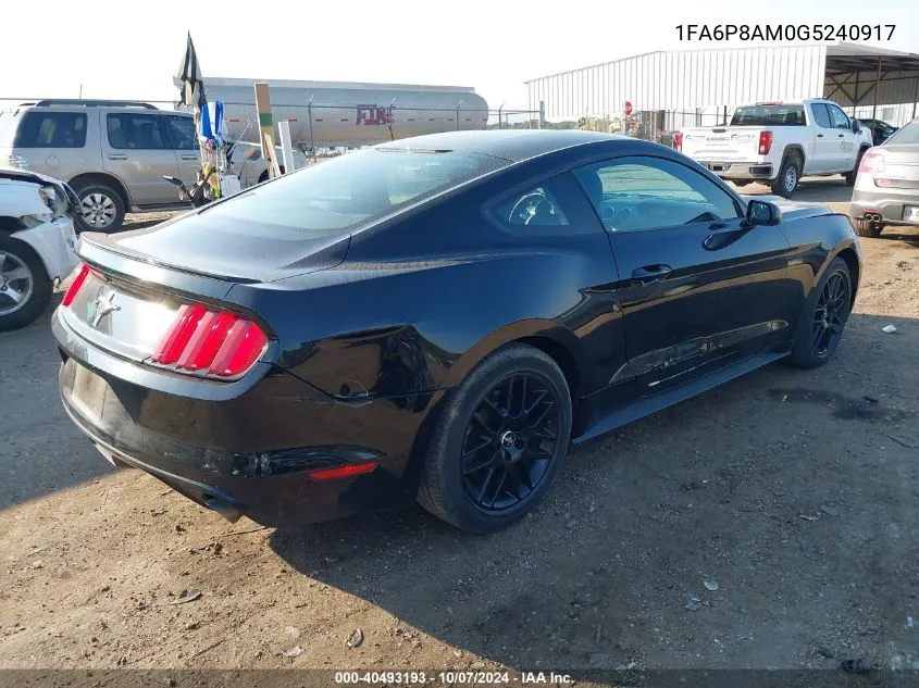 2016 Ford Mustang V6 VIN: 1FA6P8AM0G5240917 Lot: 40493193