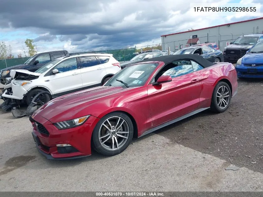 2016 Ford Mustang Ecoboost Premium VIN: 1FATP8UH9G5298655 Lot: 40531070