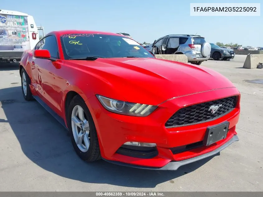 2016 Ford Mustang V6 VIN: 1FA6P8AM2G5225092 Lot: 40562359