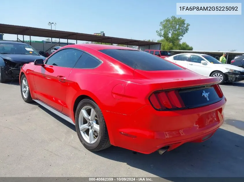 2016 Ford Mustang V6 VIN: 1FA6P8AM2G5225092 Lot: 40562359