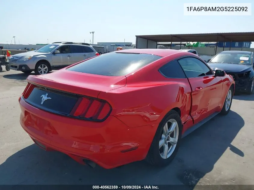 2016 Ford Mustang V6 VIN: 1FA6P8AM2G5225092 Lot: 40562359