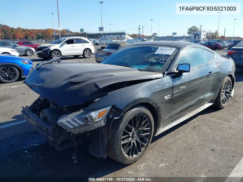 2016 Ford Mustang Gt VIN: 1FA6P8CFXG5321003 Lot: 40651199