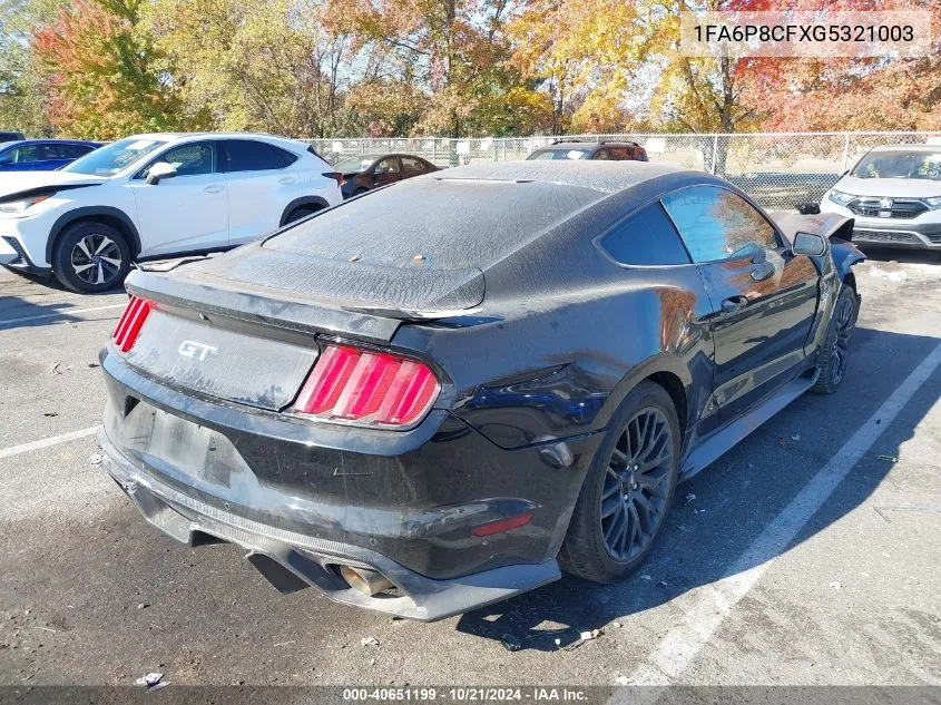 2016 Ford Mustang Gt VIN: 1FA6P8CFXG5321003 Lot: 40651199