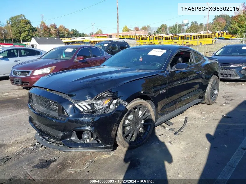 2016 Ford Mustang Gt Premium VIN: 1FA6P8CFXG5302015 Lot: 40663303