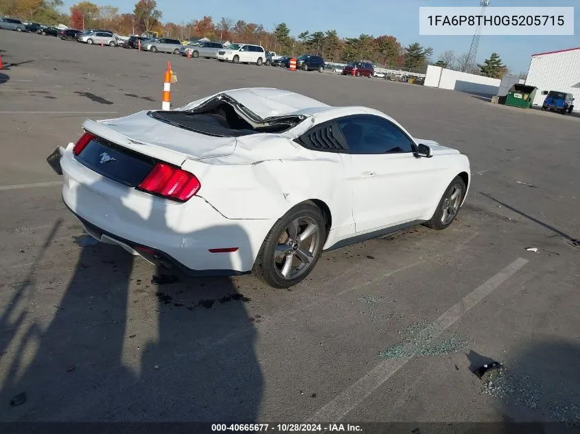 2016 Ford Mustang Ecoboost VIN: 1FA6P8TH0G5205715 Lot: 40665677