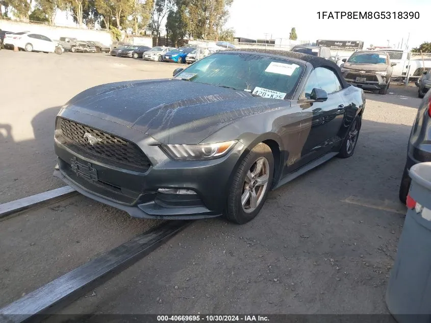 2016 Ford Mustang V6 VIN: 1FATP8EM8G5318390 Lot: 40669695