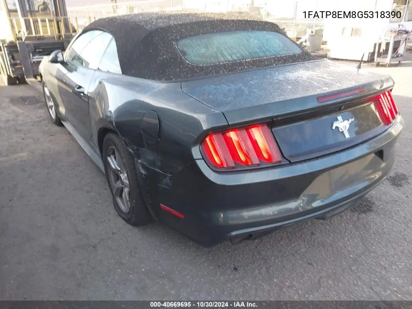 2016 Ford Mustang V6 VIN: 1FATP8EM8G5318390 Lot: 40669695