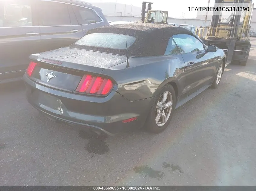 2016 Ford Mustang V6 VIN: 1FATP8EM8G5318390 Lot: 40669695