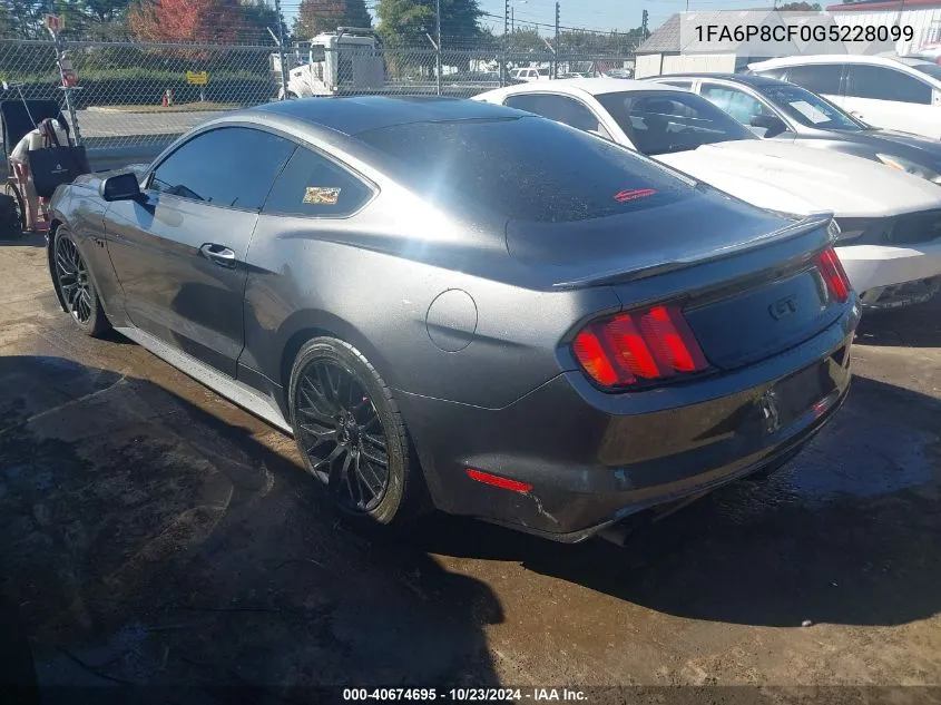 2016 Ford Mustang Gt VIN: 1FA6P8CF0G5228099 Lot: 40674695