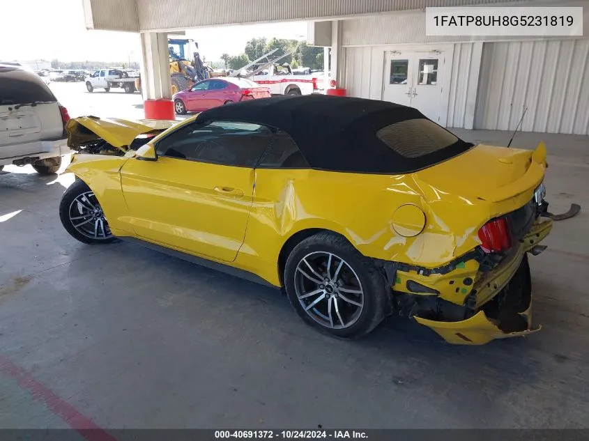 2016 Ford Mustang VIN: 1FATP8UH8G5231819 Lot: 40691372