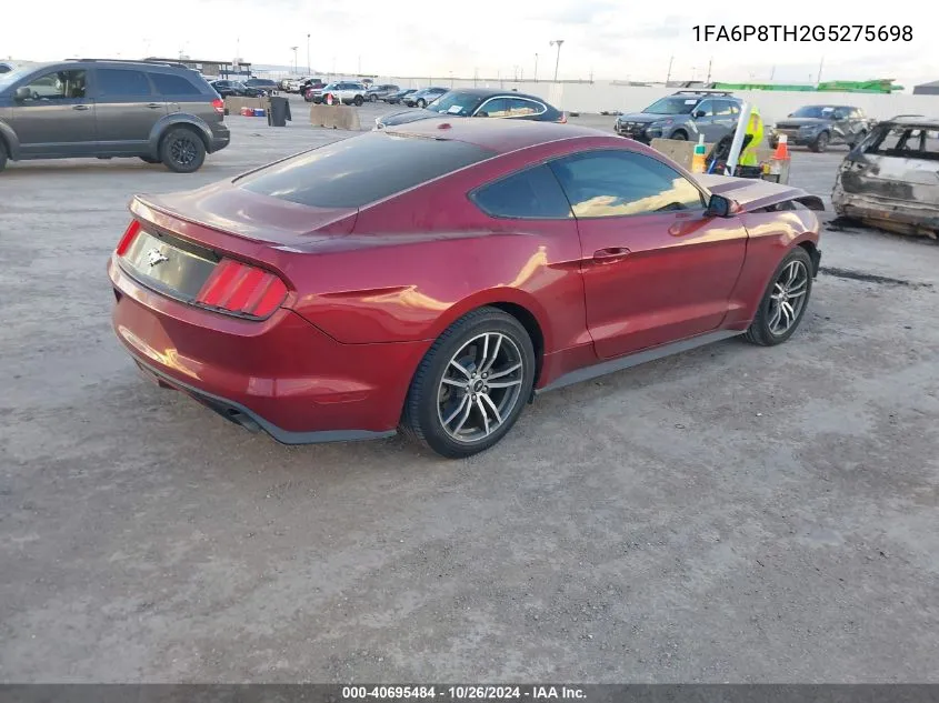 2016 Ford Mustang Ecoboost VIN: 1FA6P8TH2G5275698 Lot: 40695484