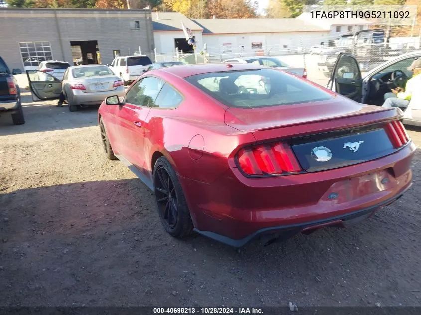 2016 Ford Mustang Ecoboost VIN: 1FA6P8TH9G5211092 Lot: 40698213