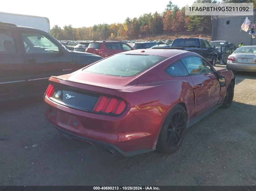 2016 Ford Mustang Ecoboost VIN: 1FA6P8TH9G5211092 Lot: 40698213