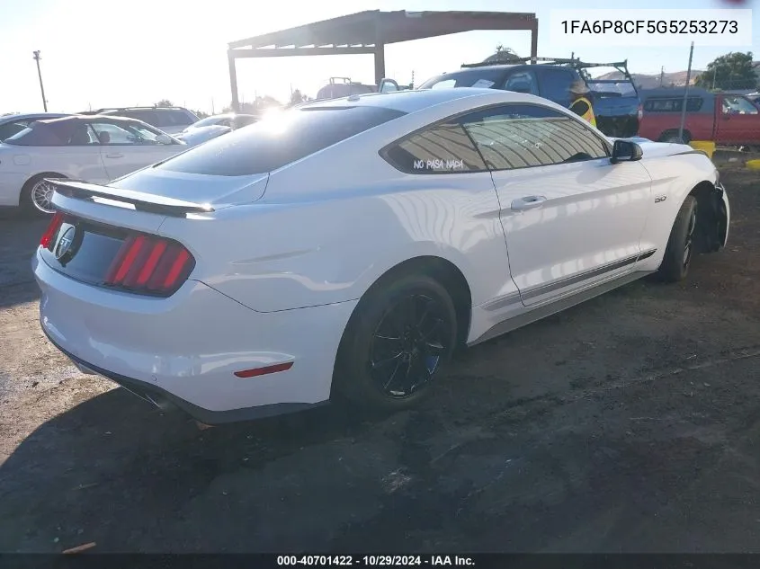 2016 Ford Mustang Gt Premium VIN: 1FA6P8CF5G5253273 Lot: 40701422