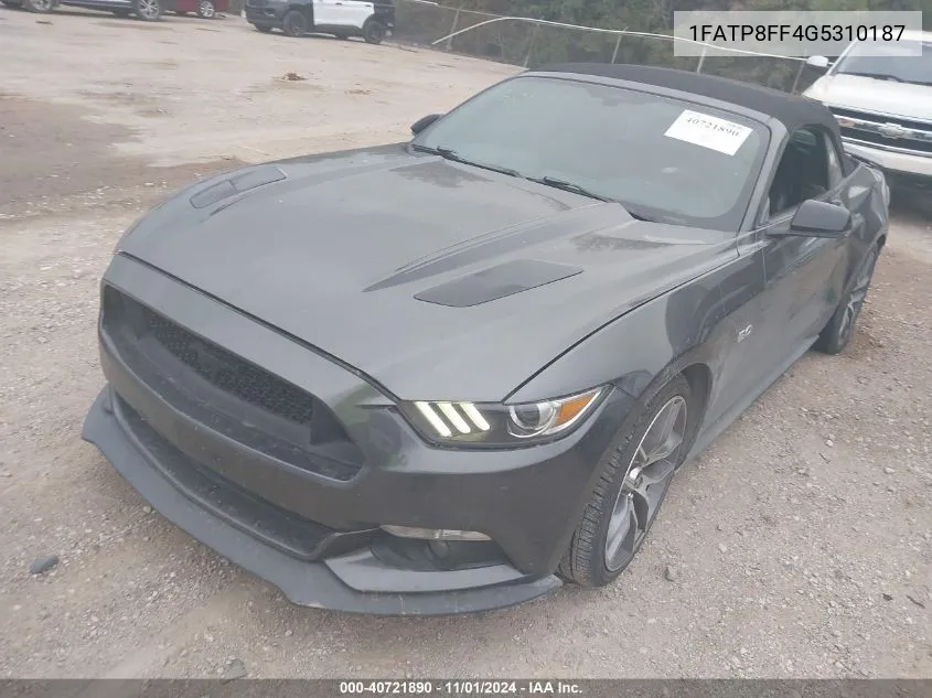 2016 Ford Mustang Gt Premium VIN: 1FATP8FF4G5310187 Lot: 40721890