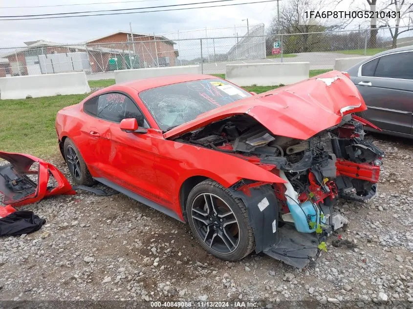 2016 Ford Mustang Ecoboost VIN: 1FA6P8TH0G5210431 Lot: 40849088