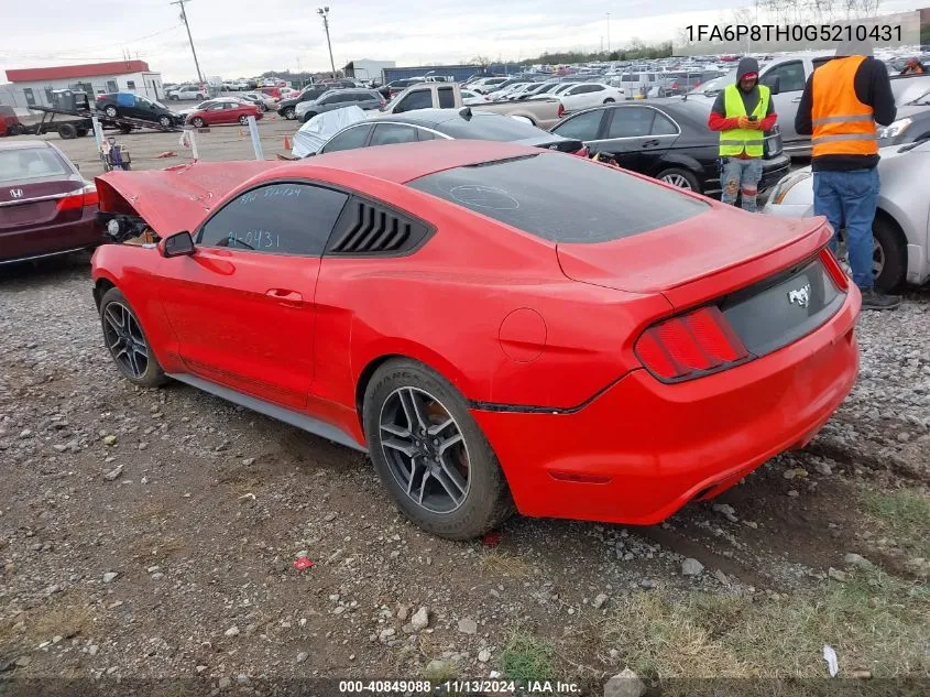 2016 Ford Mustang Ecoboost VIN: 1FA6P8TH0G5210431 Lot: 40849088