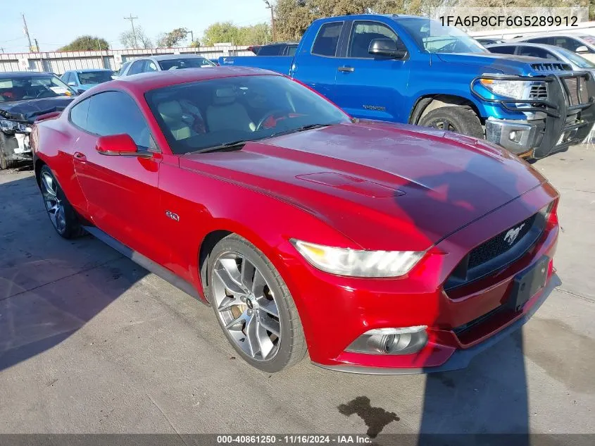 2016 Ford Mustang Gt Premium VIN: 1FA6P8CF6G5289912 Lot: 40861250