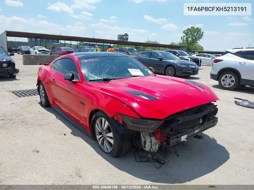 2017 Ford Mustang Gt VIN: 1FA6P8CFXH5213191 Lot: 39640196