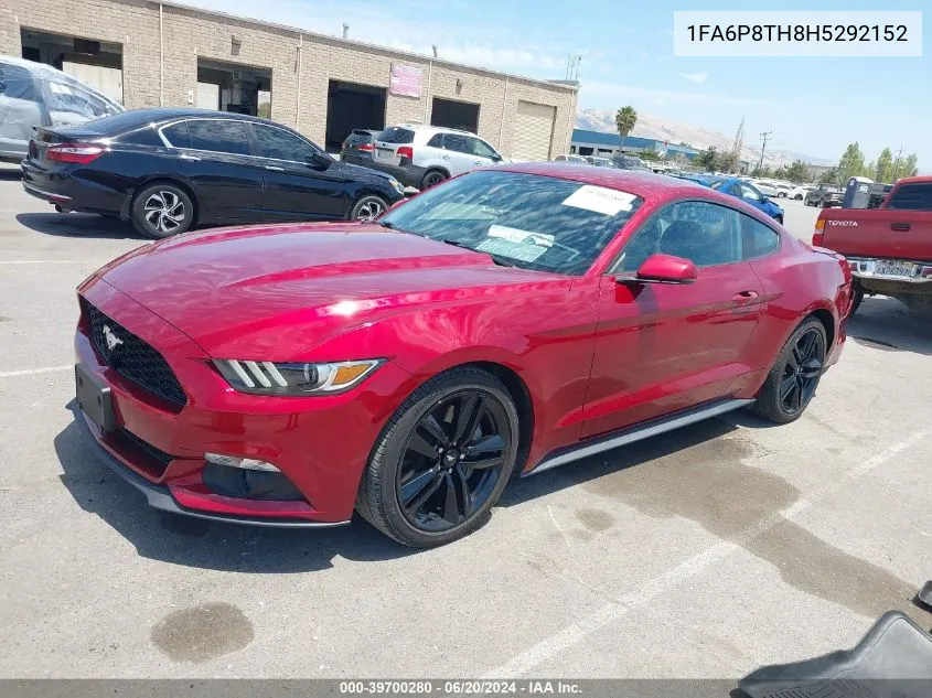 2017 Ford Mustang Ecoboost VIN: 1FA6P8TH8H5292152 Lot: 39700280