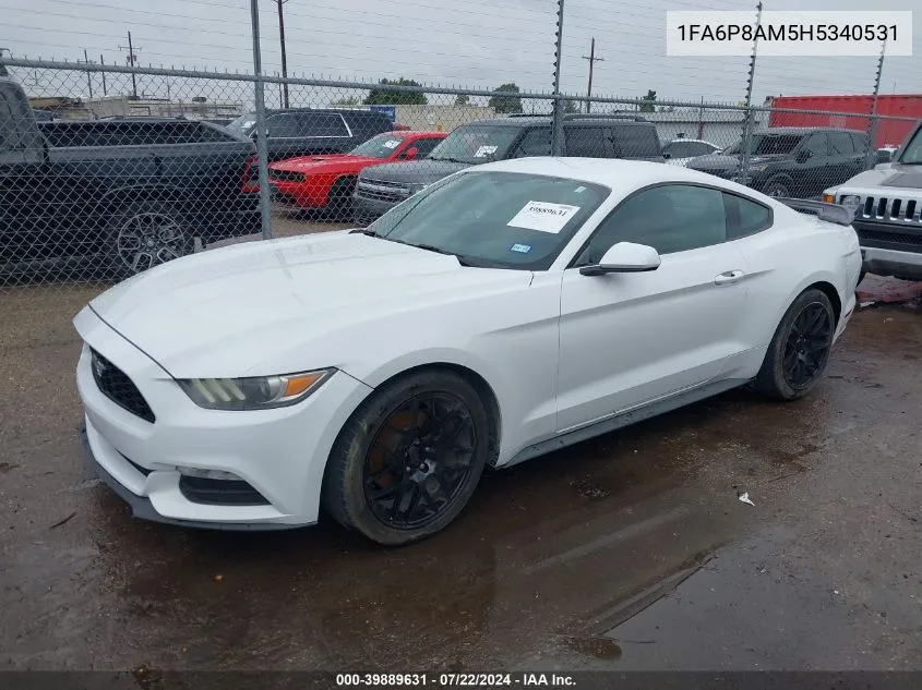 2017 Ford Mustang V6 VIN: 1FA6P8AM5H5340531 Lot: 39889631