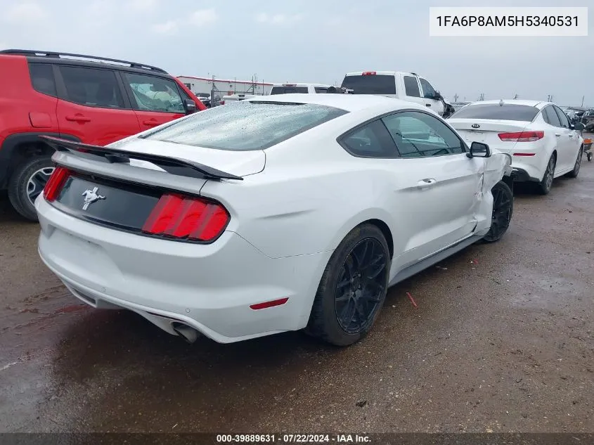 2017 Ford Mustang V6 VIN: 1FA6P8AM5H5340531 Lot: 39889631