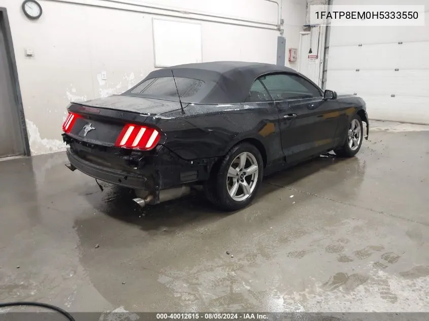 2017 Ford Mustang V6 VIN: 1FATP8EM0H5333550 Lot: 40012615