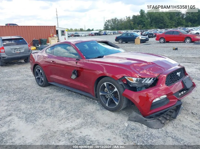 2017 Ford Mustang V6 VIN: 1FA6P8AM1H5358105 Lot: 40090445