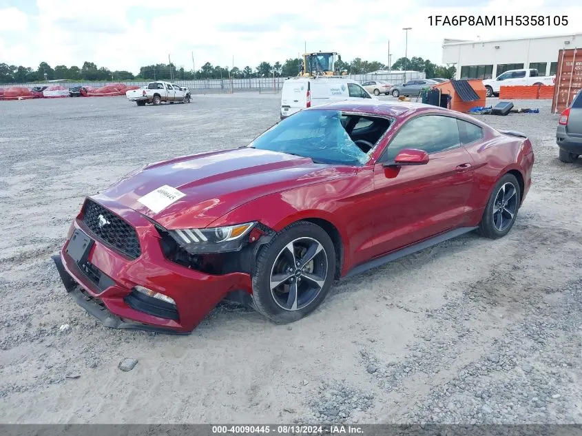 2017 Ford Mustang V6 VIN: 1FA6P8AM1H5358105 Lot: 40090445