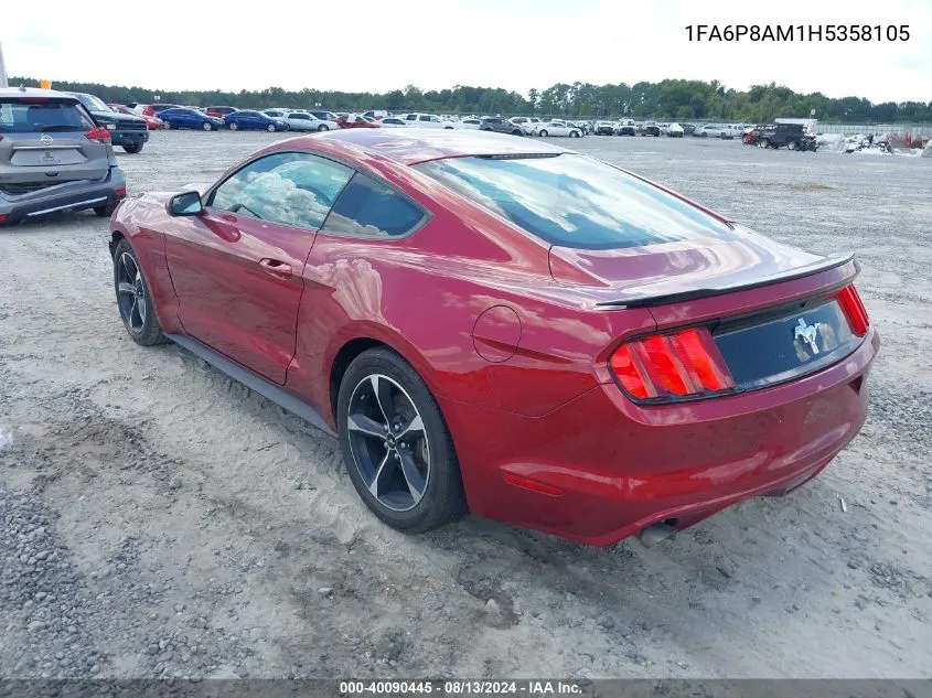 2017 Ford Mustang V6 VIN: 1FA6P8AM1H5358105 Lot: 40090445